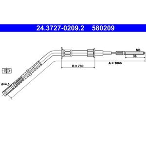 Seilzug Feststellbremse ATE 24.3727-0209.2 für BMW 5er