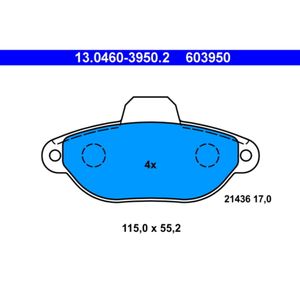 Bremsbelagsatz Scheibenbremse ATE 13.0460-3950.2 für Fiat Lancia Punto Y