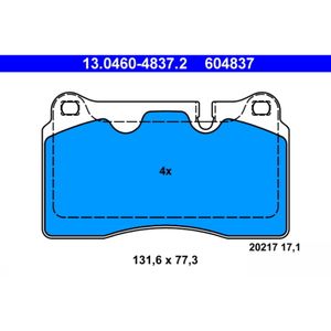 Bremsbelagsatz Scheibenbremse ATE 13.0460-4837.2 für Land Rover Range III