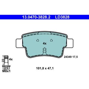 Bremsbelagsatz Scheibenbremse ATE 13.0470-3828.2 für Fiat Abarth Grande Punto