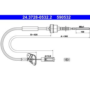 Seilzug Kupplungsbetätigung ATE 24.3728-0532.2 für Fiat Ford 500 Panda KA