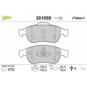 Bremsbelagsatz Scheibenbremse VALEO 301059 für Renault Dacia Megane III Fluence