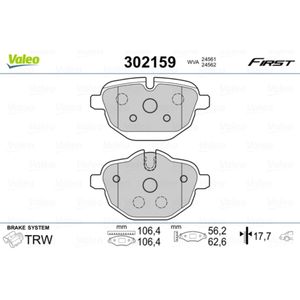 Bremsbelagsatz Scheibenbremse VALEO 302159 für Alpina BMW D3