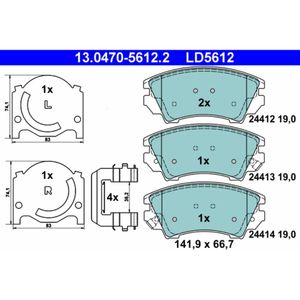 Bremsbelagsatz Scheibenbremse ATE 13.0470-5612.2 für Saab Opel Chevrolet Vauxhall