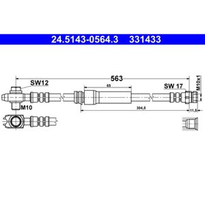 Bremsschlauch ATE 24.5143-0564.3 für Seat VW Skoda Audi Leon Touran Caddy III