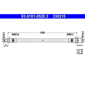 Bremsschlauch ATE 83.6101-0520.3 für Porsche 356Speedster