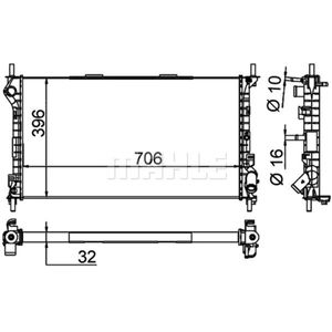 Kühler Motorkühlung MAHLE CR 1196 000P für Ford Transit Connect