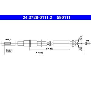 Seilzug Kupplungsbetätigung ATE 24.3728-0111.2 für VW Golf II Jetta