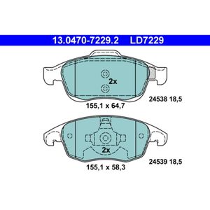 Bremsbelagsatz Scheibenbremse ATE 13.0470-7229.2 für Citroën Peugeot DS C4 II