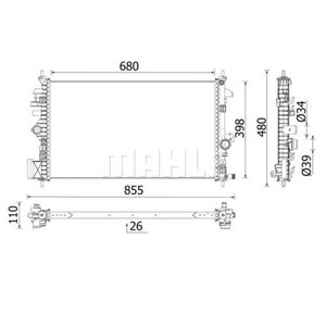 Kühler Motorkühlung MAHLE CR 2265 000P für Opel Insignia A