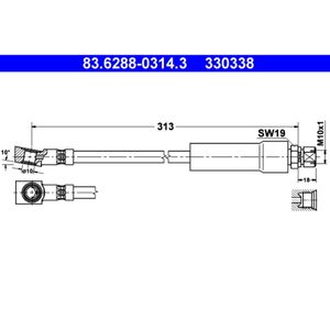 Bremsschlauch ATE 83.6288-0314.3 für Opel Kadett D Caravan Ascona C