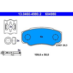 Bremsbelagsatz Scheibenbremse ATE 13.0460-4980.2 für Peugeot Fiat Citroën Boxer