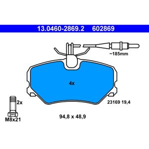 Bremsbelagsatz Scheibenbremse ATE 13.0460-2869.2 für Peugeot 306