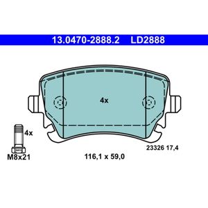 Bremsbelagsatz Scheibenbremse ATE 13.0470-2888.2 für Audi A6 C6 Avant