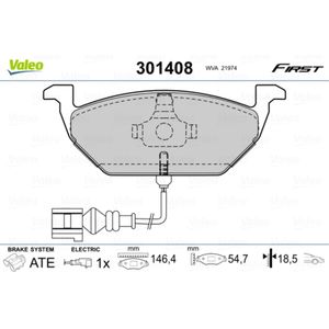 Bremsbelagsatz Scheibenbremse VALEO 301408 für Seat VW Skoda Audi Ibiza IV Leon