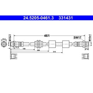 Bremsschlauch ATE 24.5205-0461.3 für VW Ford Seat Sharan Galaxy I Alhambra