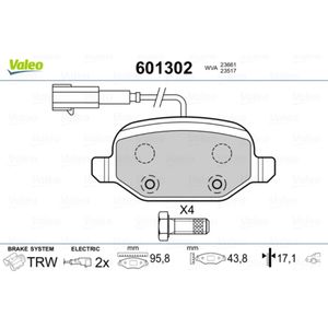 Bremsbelagsatz Scheibenbremse VALEO 601302 für Alfa Romeo Fiat Mito Linea