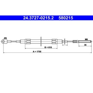 Seilzug Feststellbremse ATE 24.3727-0215.2 für BMW 5er