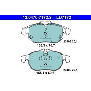 Bremsbelagsatz Scheibenbremse ATE 13.0470-7172.2 für Saab Fiat Opel 9-3 Croma