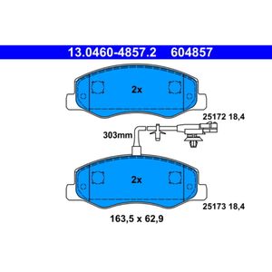 Bremsbelagsatz Scheibenbremse ATE 13.0460-4857.2 für Opel Renault Movano B