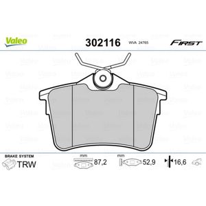 Bremsbelagsatz Scheibenbremse VALEO 302116 für Citroën Peugeot DS C4 II Ds4