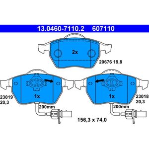 Bremsbelagsatz Scheibenbremse ATE 13.0460-7110.2 für Audi VW Skoda Seat A4 B5