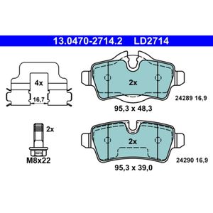 Bremsbelagsatz Scheibenbremse ATE 13.0470-2714.2 für Mini Roadster