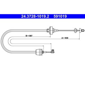 Seilzug Kupplungsbetätigung ATE 24.3728-1019.2 für Renault Twingo I