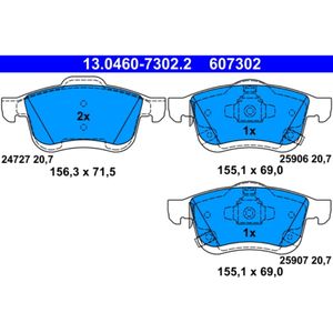 Bremsbelagsatz Scheibenbremse ATE 13.0460-7302.2 für Fiat 500l