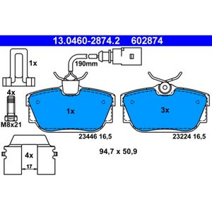 Bremsbelagsatz Scheibenbremse ATE 13.0460-2874.2 für VW Transporter T4