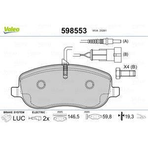 Bremsbelagsatz Scheibenbremse VALEO 598553 für Citroën Fiat Lancia Peugeot C4 I