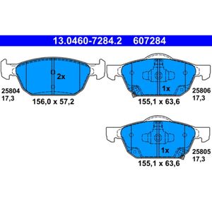 Bremsbelagsatz Scheibenbremse ATE 13.0460-7284.2 für Honda Civic IX