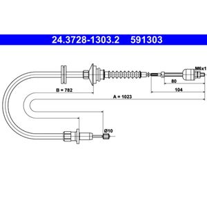 Seilzug Kupplungsbetätigung ATE 24.3728-1303.2 für Volvo 480