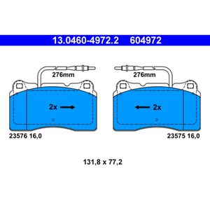 Bremsbelagsatz Scheibenbremse ATE 13.0460-4972.2 für Peugeot 607