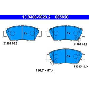 Bremsbelagsatz Scheibenbremse ATE 13.0460-5820.2 für Honda Crx III Civic V