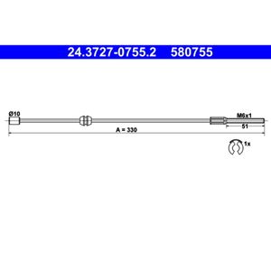 Seilzug Feststellbremse ATE 24.3727-0755.2 für Opel Corsa C