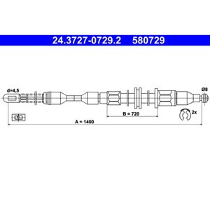 Seilzug Feststellbremse ATE 24.3727-0729.2 für Opel Corsa A TR
