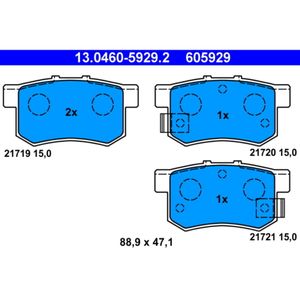 Bremsbelagsatz Scheibenbremse ATE 13.0460-5929.2 für Fiat Rover Honda MG Sedici