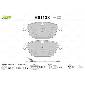 Bremsbelagsatz Scheibenbremse VALEO 601138 für Peugeot Citroën DS 508 I C5 III