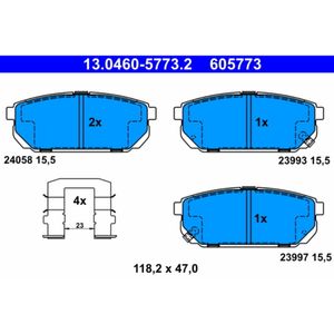 Bremsbelagsatz Scheibenbremse ATE 13.0460-5773.2 für Kia Sorento I