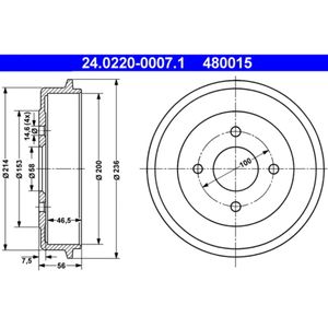 Bremstrommel ATE 24.0220-0007.1 (2 Stk.) für BMW 1er