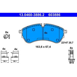 Bremsbelagsatz Scheibenbremse ATE 13.0460-3886.2 für VW Crafter