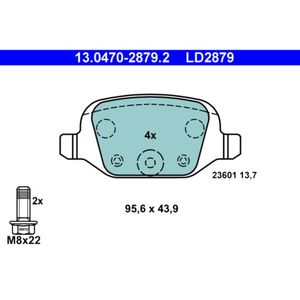 Bremsbelagsatz Scheibenbremse ATE 13.0470-2879.2 für Abarth Fiat Lancia Citroën