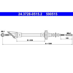 Seilzug Kupplungsbetätigung ATE 24.3728-0515.2 für Citroën Peugeot Fiat C25 J5