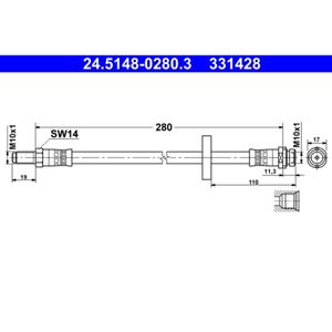 Bremsschlauch ATE 24.5148-0280.3 für Ford Mondeo III Turnier