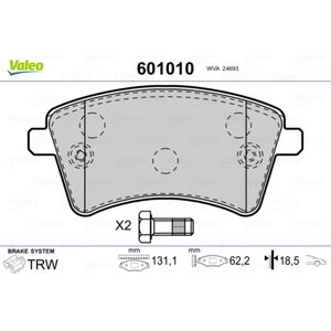 Bremsbelagsatz Scheibenbremse VALEO 601010 für Renault Kangoo Rapid