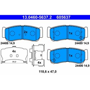 Bremsbelagsatz Scheibenbremse ATE 13.0460-5637.2 für Hyundai H-1 Starex