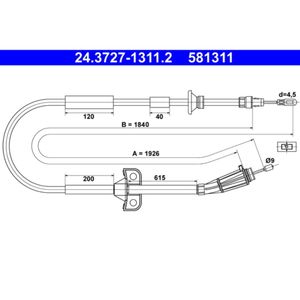 Seilzug Feststellbremse ATE 24.3727-1311.2 für Volvo S60 I