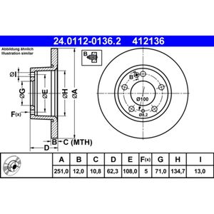 Bremsscheibe ATE 24.0112-0136.2 (2 Stk.) für Citroën XM Break