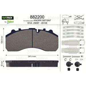 Bremsbelagsatz Scheibenbremse VALEO 882200